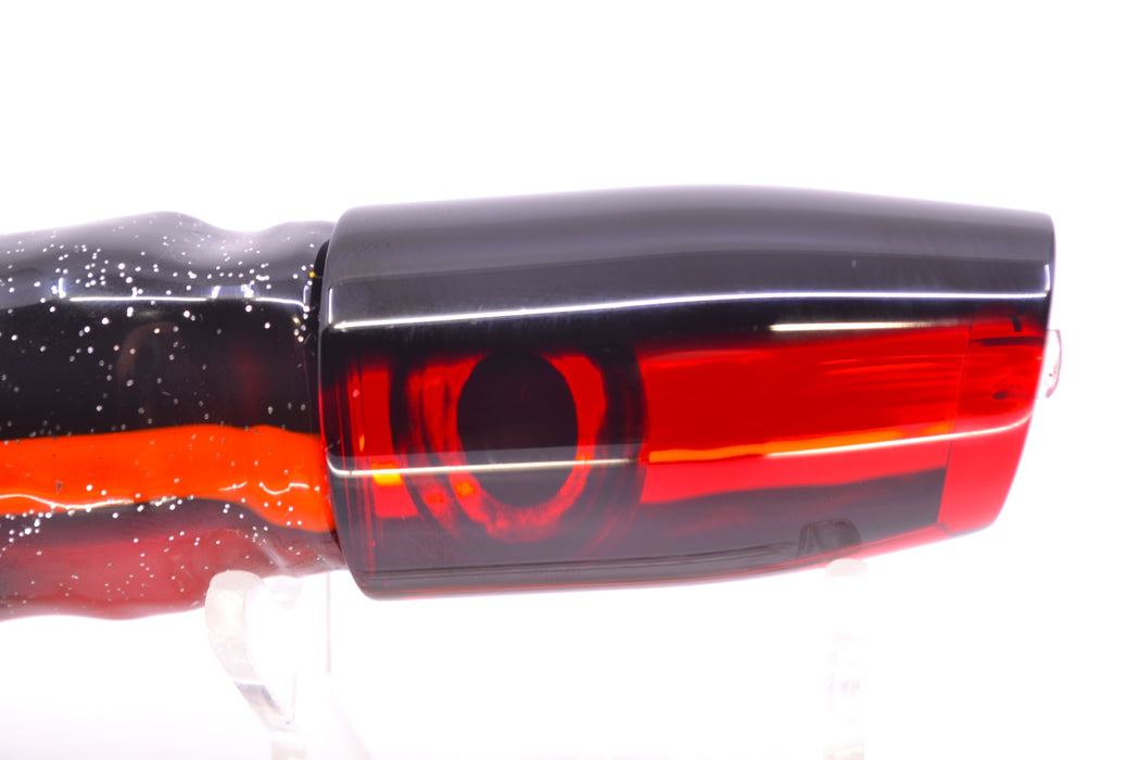 Moyes Lures Red Mirrored Black Back Small Plunger 9" 5oz Skirted Black & Red Bars