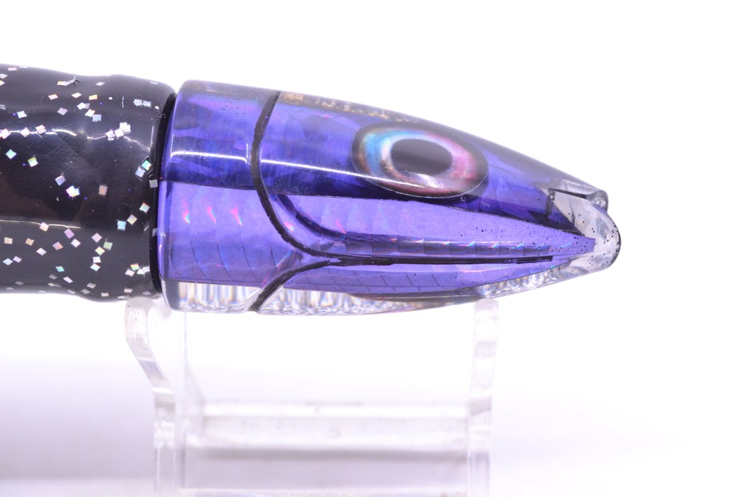 Aloha Lures Purple Rainbow Flake Black Back Super Ninja 9" 6oz Skirted Black/Purple GZE