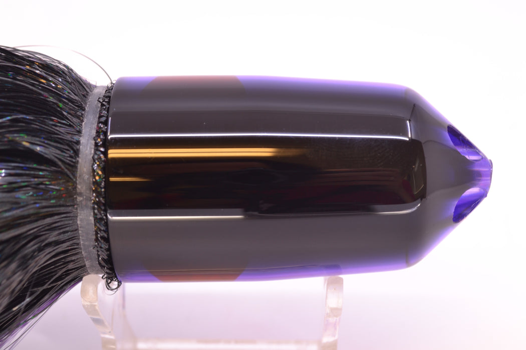 Moyes Lures Purple MOP Black Back 2-Hole Large Sniper Jet 12" 12oz Strobez Black-Purple