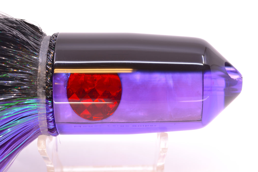 Moyes Lures Purple MOP Black Back 2-Hole Large Sniper Jet 12" 12oz Strobez Black-Purple
