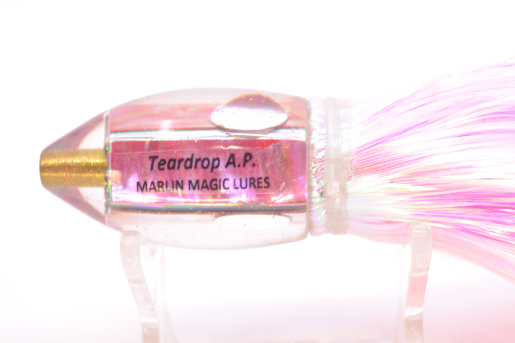Marlin Magic Lures Pink MOP Red Eyes Teardrop AP Bullet 7" 2.8oz Strobez White/Pink