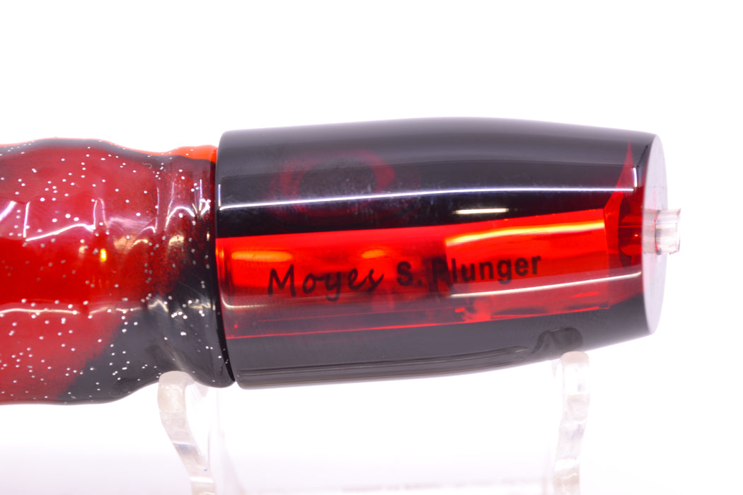 Moyes Lures Red Mirrored Black Back Small Plunger 9" 5oz Skirted Black & Red Bars