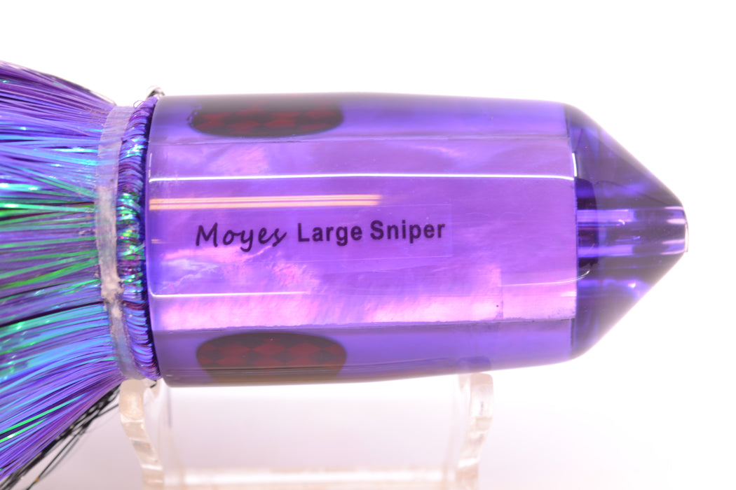Moyes Lures Purple MOP Black Back 2-Hole Large Sniper Jet 12" 12oz Strobez Black-Purple