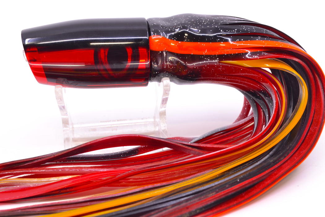 Moyes Lures Red Mirrored Black Back Small Plunger 9" 5oz Skirted Black & Red Bars