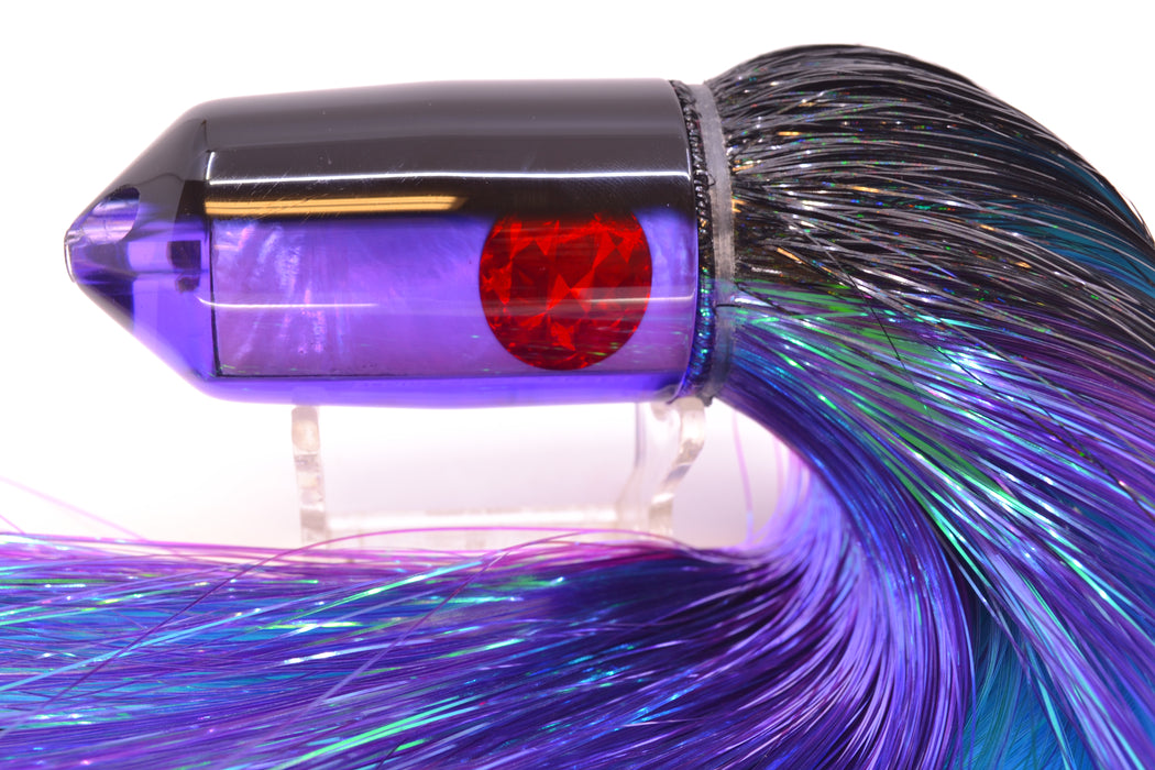 Moyes Lures Purple MOP Black Back 2-Hole Large Sniper Jet 12" 12oz Strobez Black-Purple