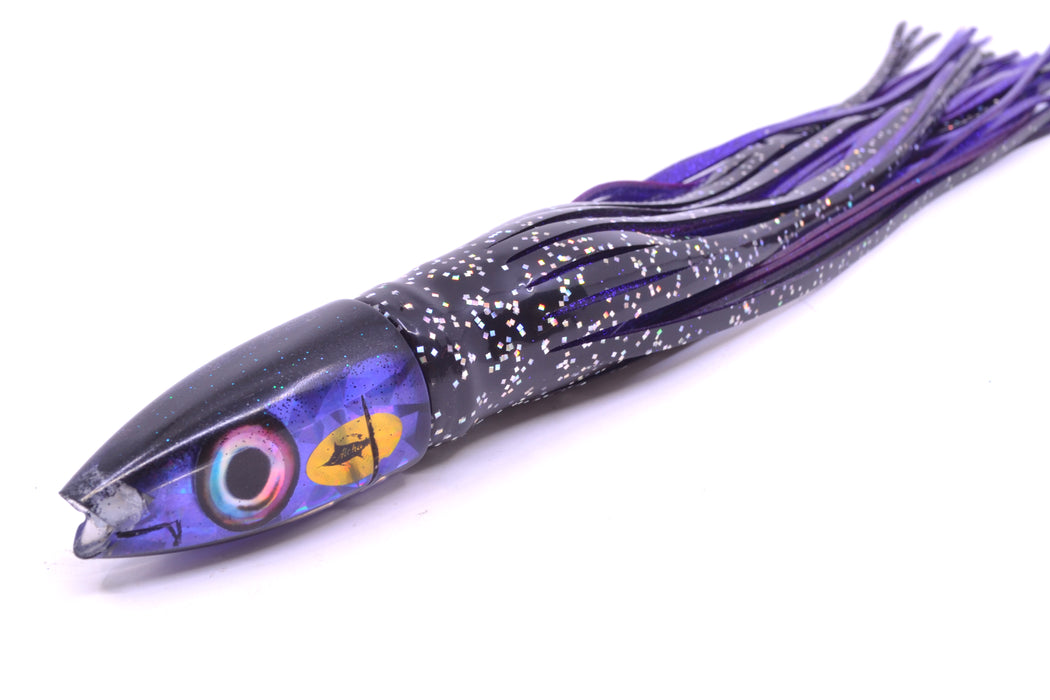 Aloha Lures Purple Rainbow Flake Black Back Super Ninja 9" 6oz Skirted Black/Purple GZE