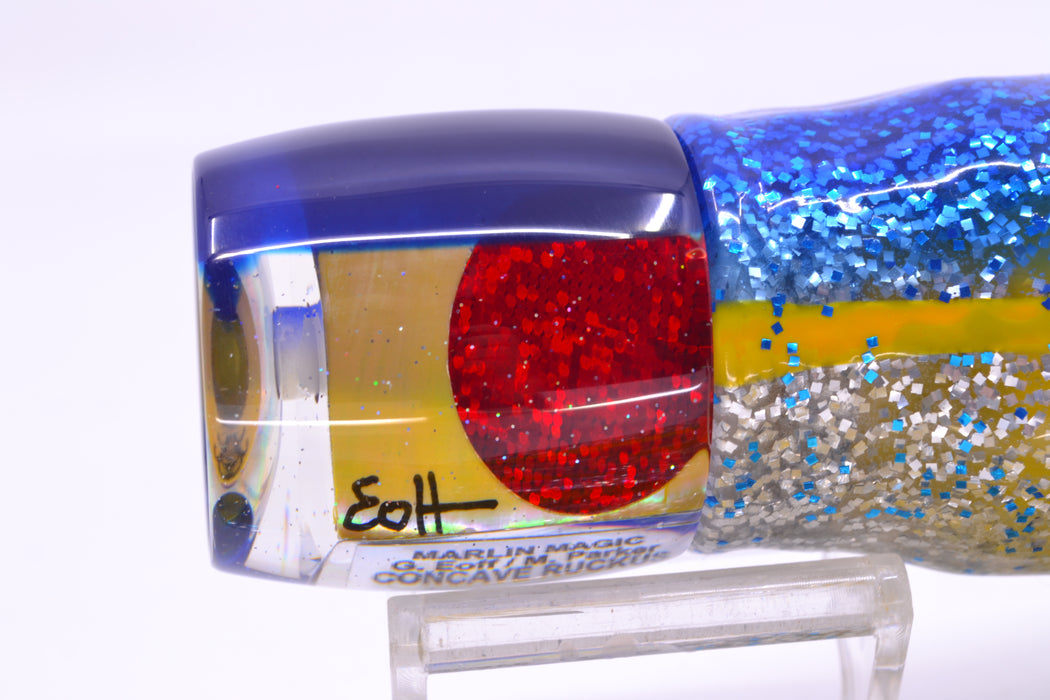 Marlin Magic Golden MOP Blue Back Red Eyes Concave Ruckus 12" 8oz Skirted Blue-Yellow-Silver