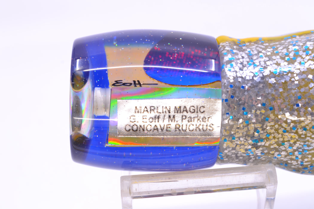 Marlin Magic Golden MOP Blue Back Red Eyes Concave Ruckus 12" 8oz Skirted Blue-Yellow-Silver