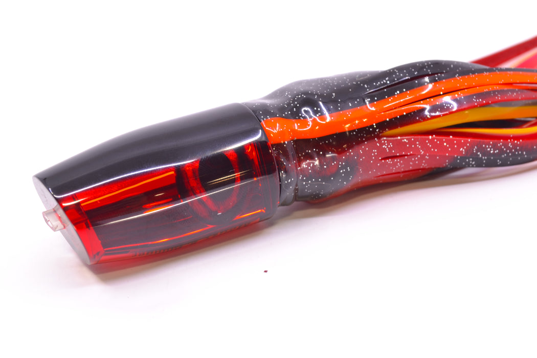 Moyes Lures Red Mirrored Black Back Small Plunger 9" 5oz Skirted Black & Red Bars