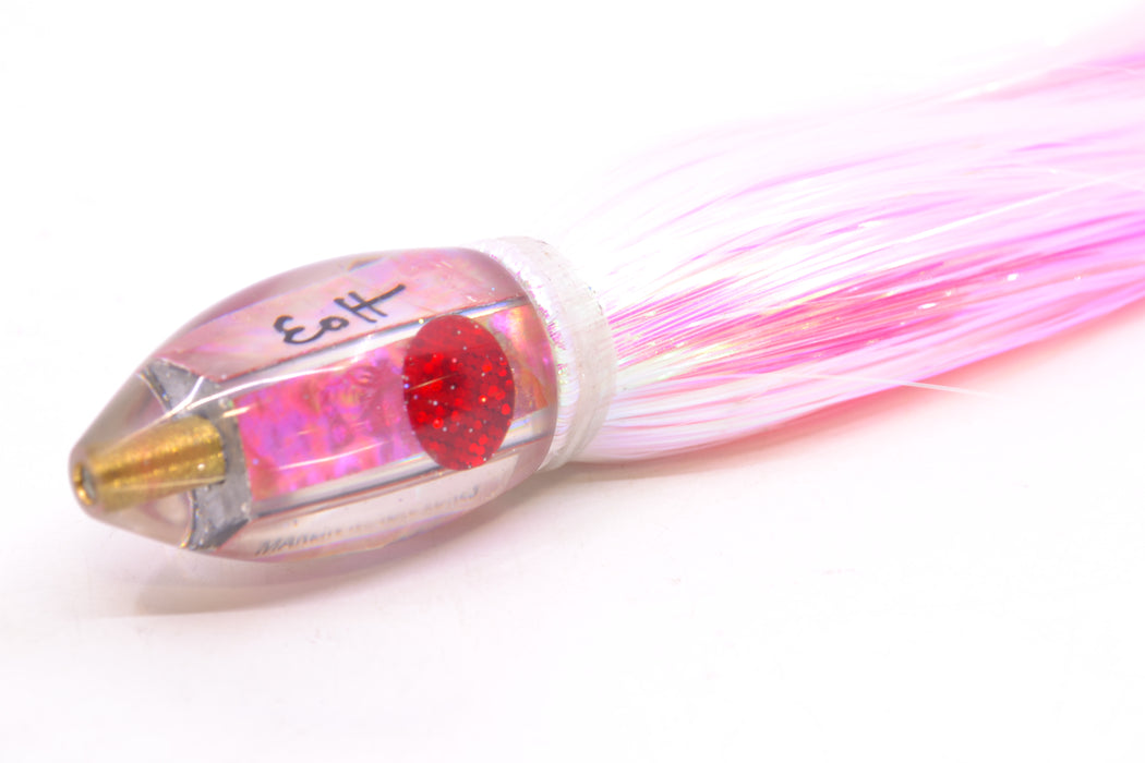 Marlin Magic Lures Pink MOP Red Eyes Teardrop AP Bullet 7" 2.8oz Strobez White/Pink