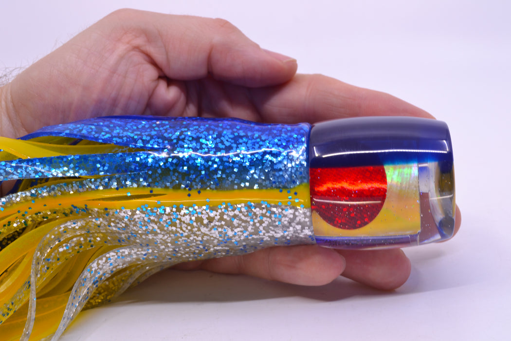Marlin Magic Golden MOP Blue Back Red Eyes Concave Ruckus 12" 8oz Skirted Blue-Yellow-Silver