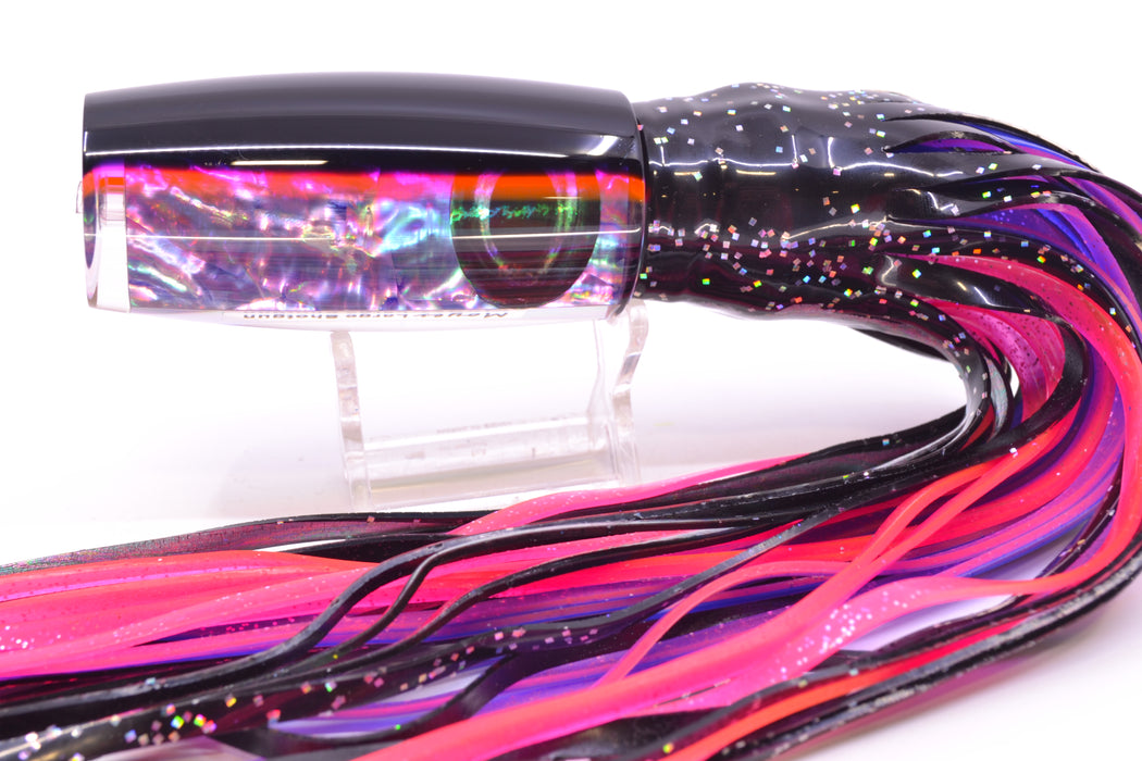Moyes Lures Rainbow MOP Black-Pink Back Large Shotgun 12" 7.8oz Skirted Black/Pink