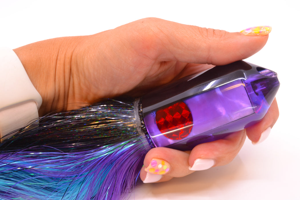 Moyes Lures Purple MOP Black Back 2-Hole Large Sniper Jet 12" 12oz Strobez Black-Purple