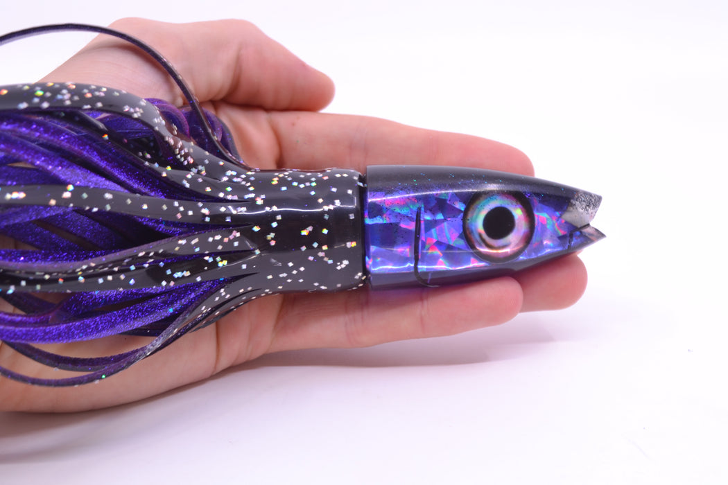 Aloha Lures Purple Rainbow Flake Black Back Super Ninja 9" 6oz Skirted Black/Purple GZE