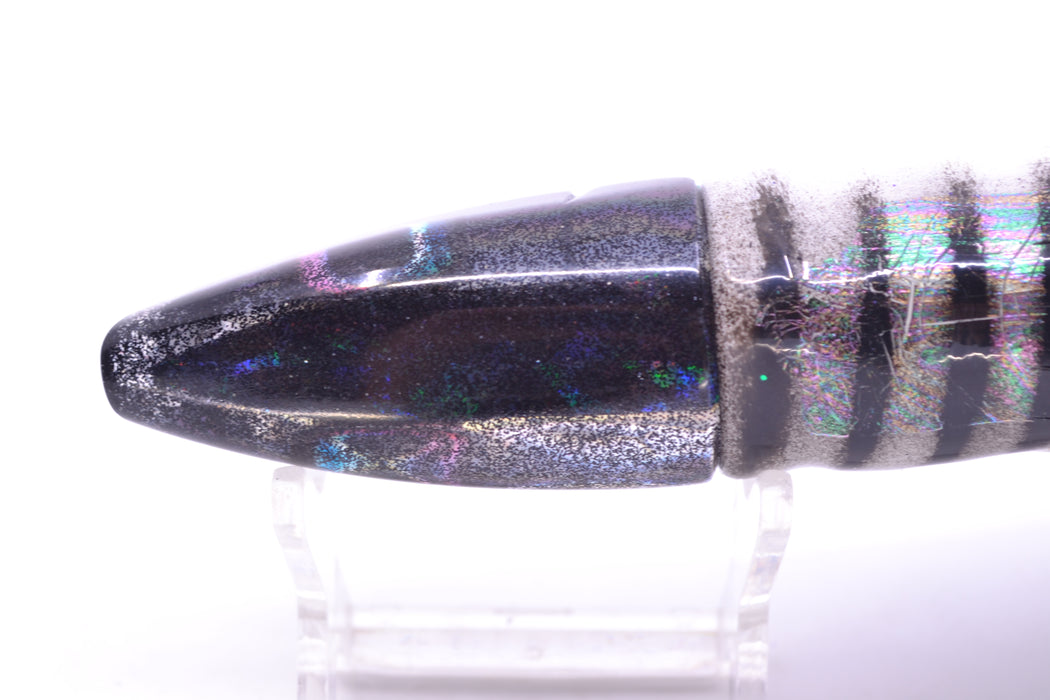 Aloha Lures Black Rainbow Black Back Super Ninja 9" 6oz Skirted White Aurora-Black GZE