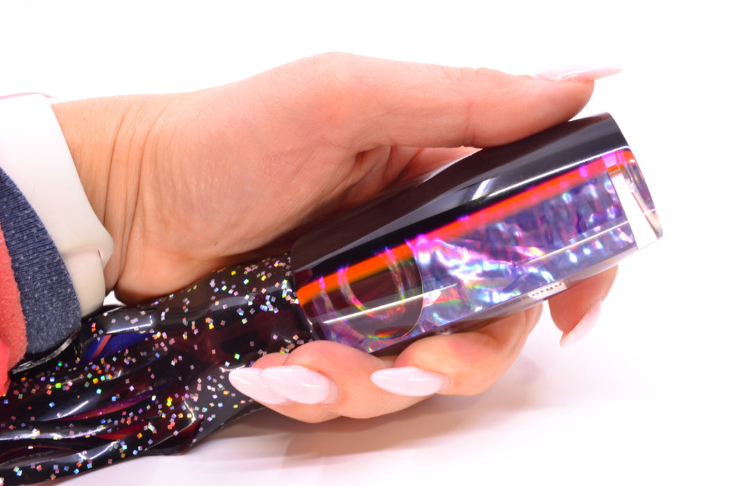 Moyes Lures Rainbow MOP Black-Pink Back Large Shotgun 12" 7.8oz Skirted Black/Pink