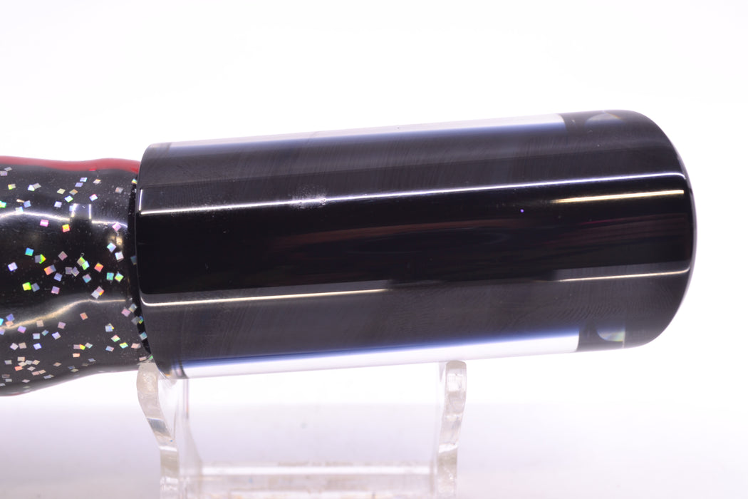 Moyes Lures Black Pearl Black Back Red Eyes Medium Pipe Bomb 12" 7.5oz Skirted Black