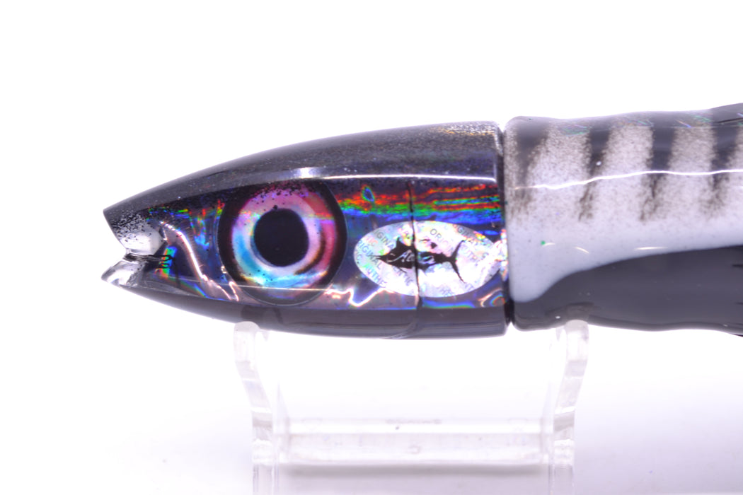 Aloha Lures Black Rainbow Black Back Super Ninja 9" 6oz Skirted White Aurora-Black GZE