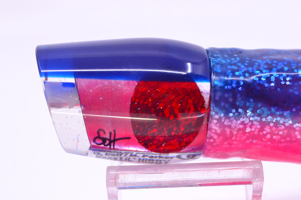 Marlin Magic Lures Pink MOP Blue Back Red Eyes Lil Hibby 10" 7.2oz Skirted Blue-Pink