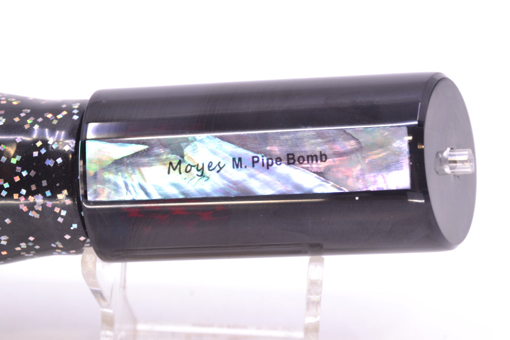 Moyes Lures Black Pearl Black Back Red Eyes Medium Pipe Bomb 12" 7.5oz Skirted Black