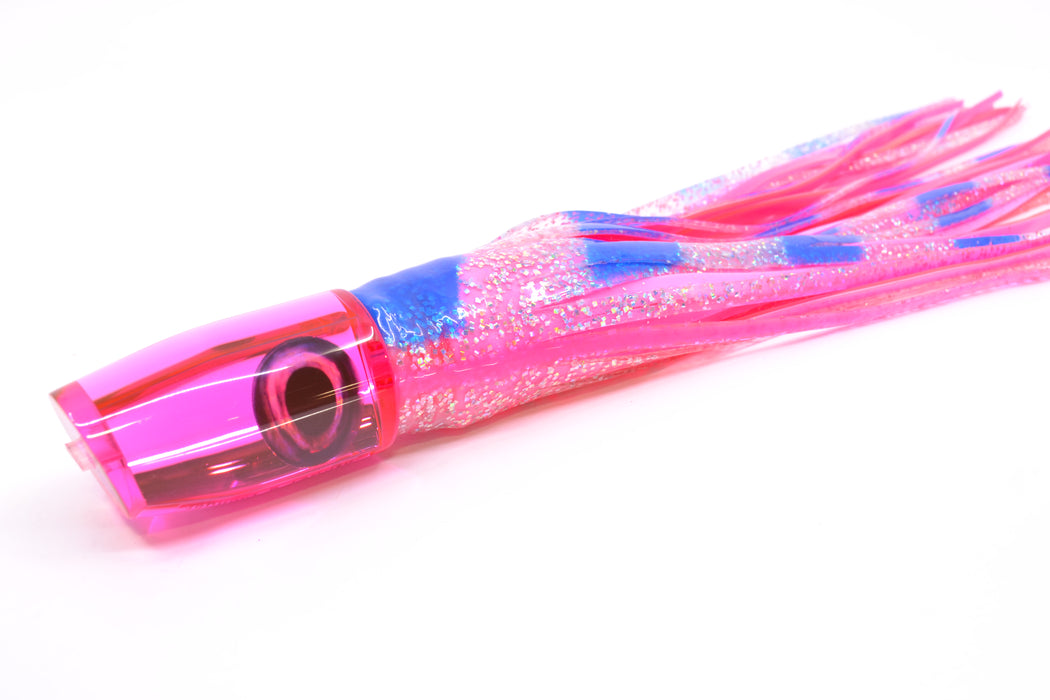 Moyes Lures Pink Mirrored Taxi Eyes Small Plunger 9" 5oz Skirted Holo & Blue Bars/Pink