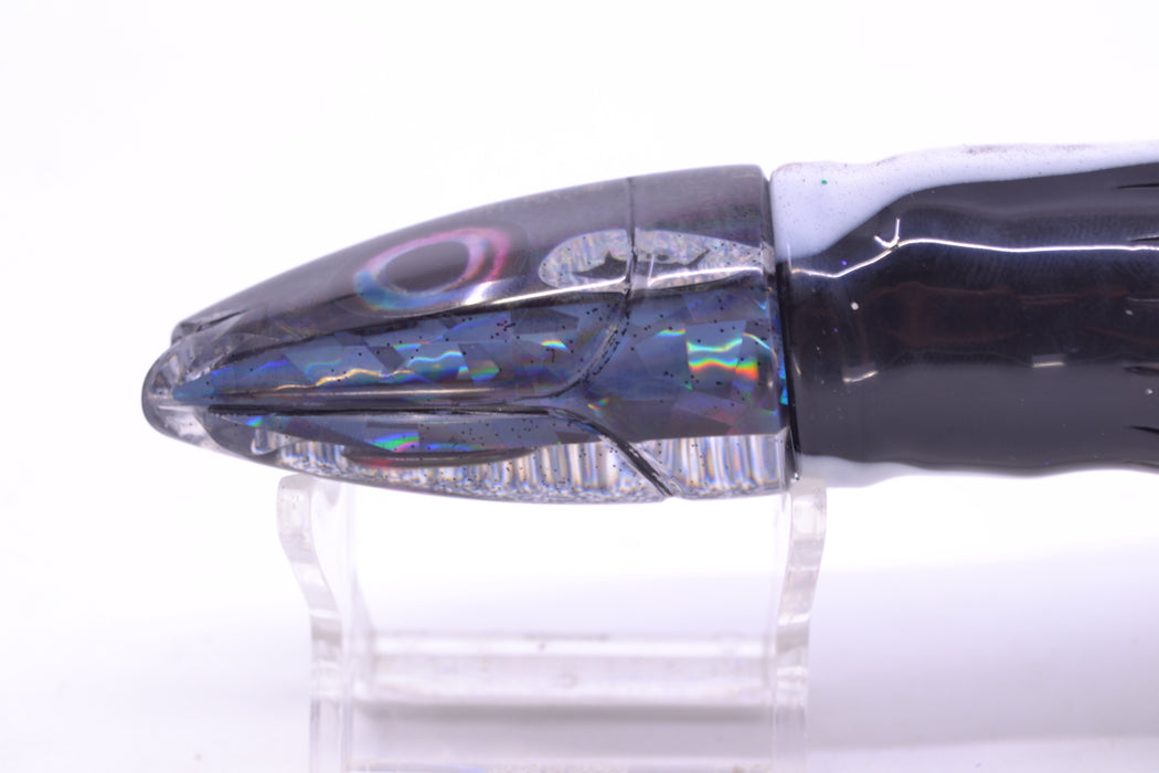Aloha Lures Black Rainbow Black Back Super Ninja 9" 6oz Skirted White Aurora-Black GZE