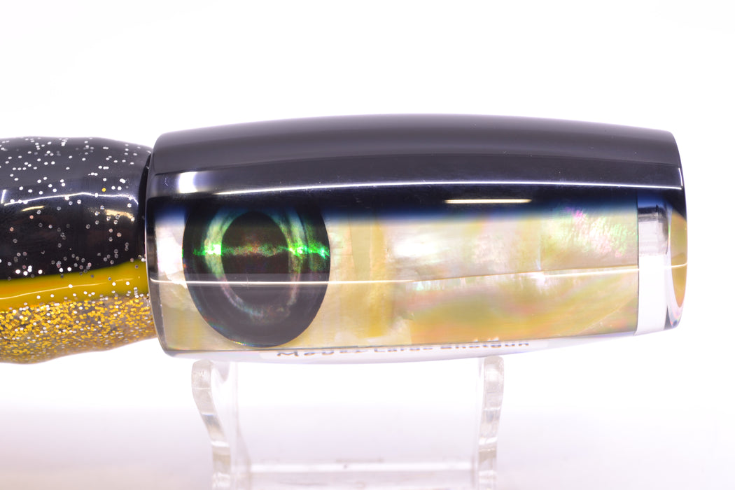 Moyes Lures Golden MOP Black Back Large Shotgun 12" 7.8oz Skirted Black-Gold