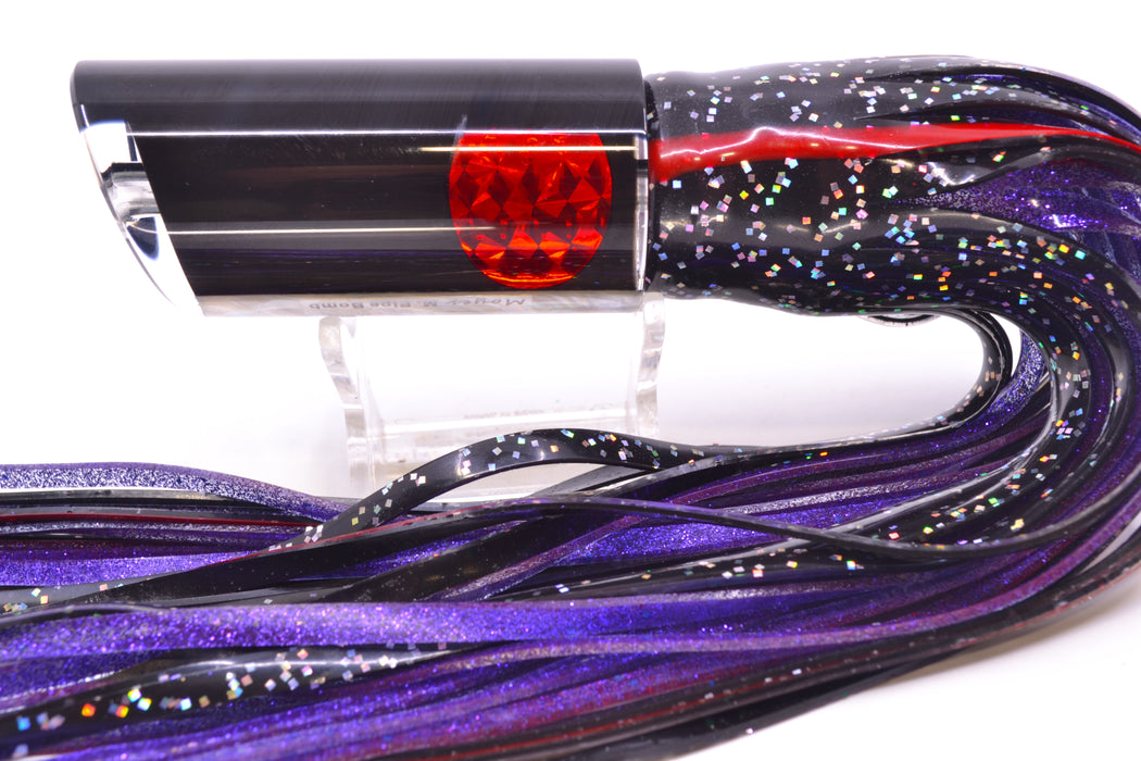 Moyes Lures Black Pearl Black Back Red Eyes Medium Pipe Bomb 12" 7.5oz Skirted Black
