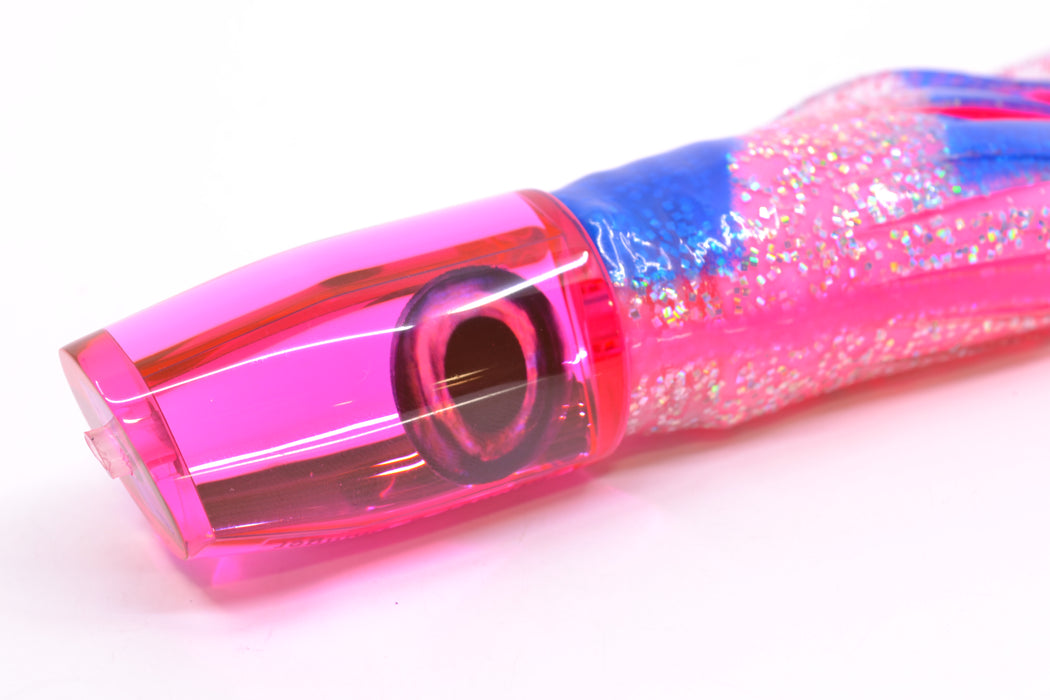 Moyes Lures Pink Mirrored Taxi Eyes Small Plunger 9" 5oz Skirted Holo & Blue Bars/Pink