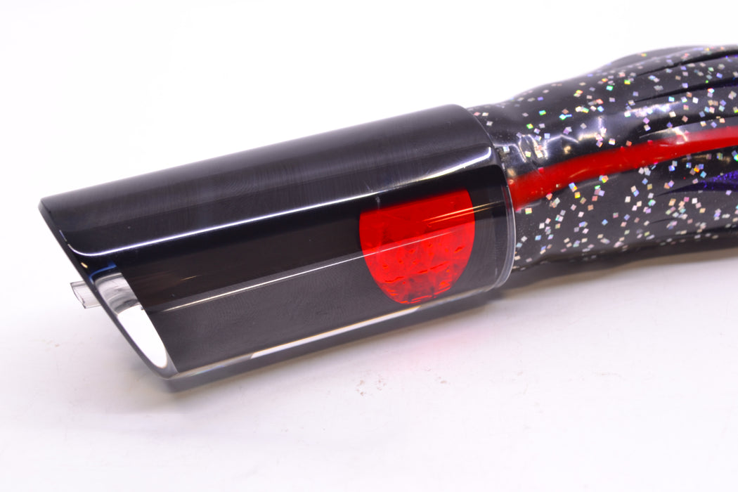 Moyes Lures Black Pearl Black Back Red Eyes Medium Pipe Bomb 12" 7.5oz Skirted Black