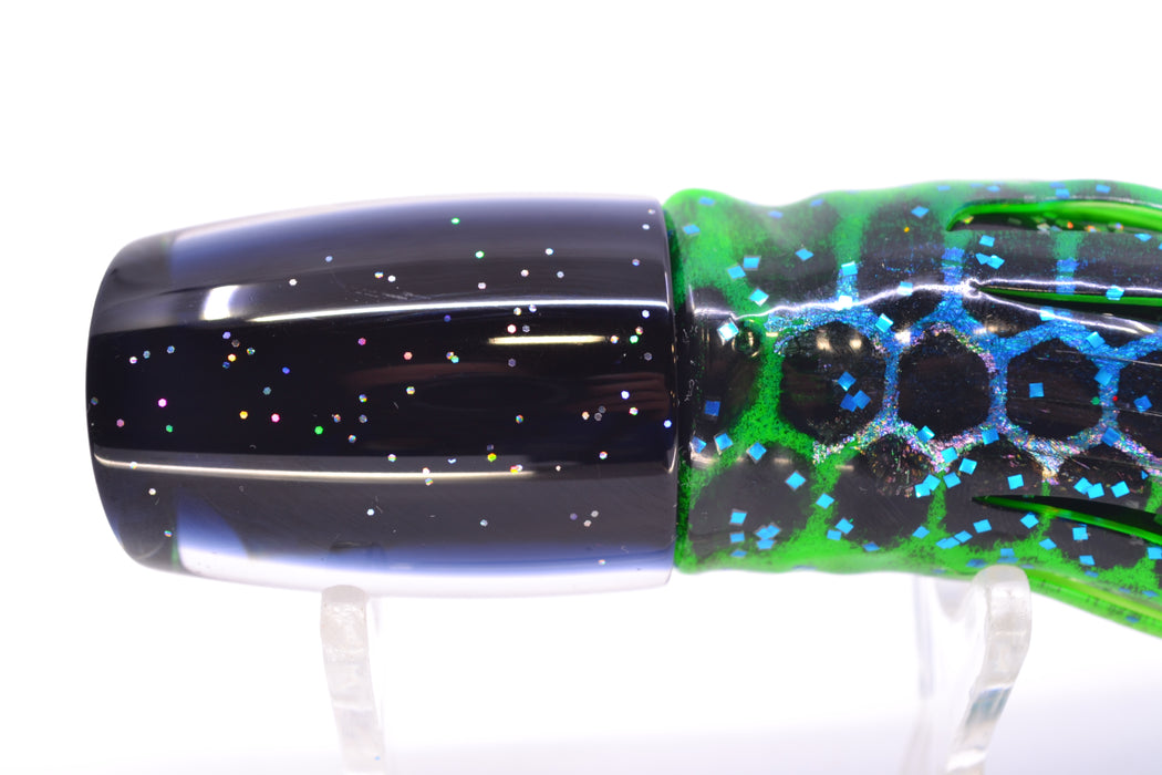 TANTRUM Lures Paua Shell Black Back Small Bandit 7" 2.8oz Skirted Black Dots-Blue Dots GZE