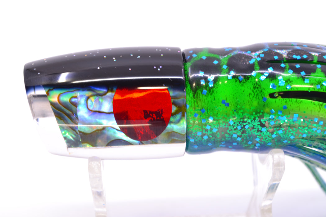 TANTRUM Lures Paua Shell Black Back Small Bandit 7" 2.8oz Skirted Black Dots-Blue Dots GZE