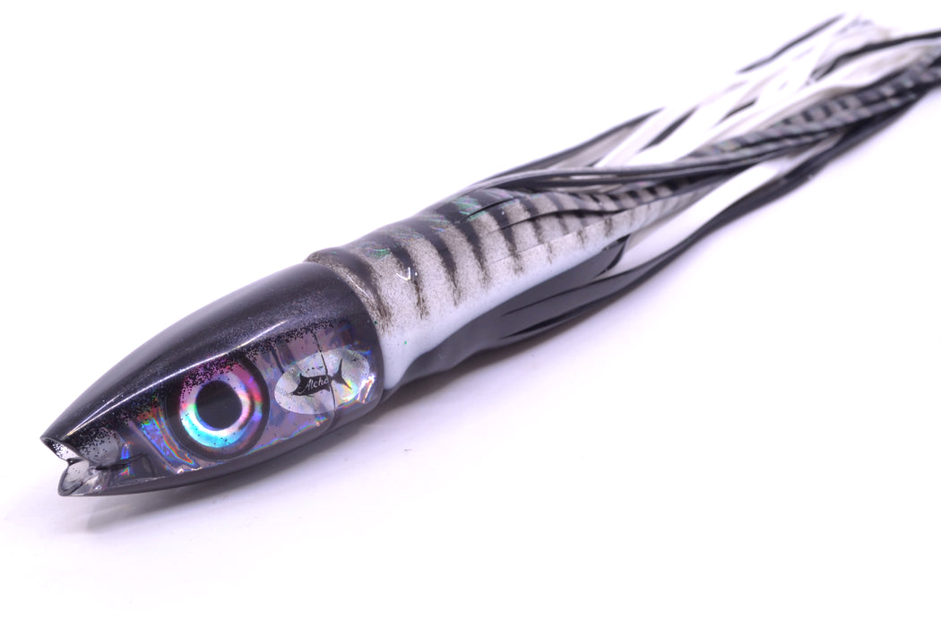 Aloha Lures Black Rainbow Black Back Super Ninja 9" 6oz Skirted White Aurora-Black GZE