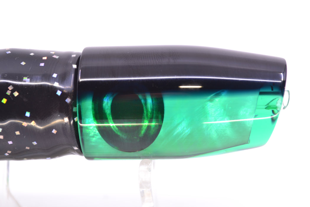 Moyes Lures Green MOP Black Back Taxi Eyes Small Plunger 9" 5oz Skirted Black/Green