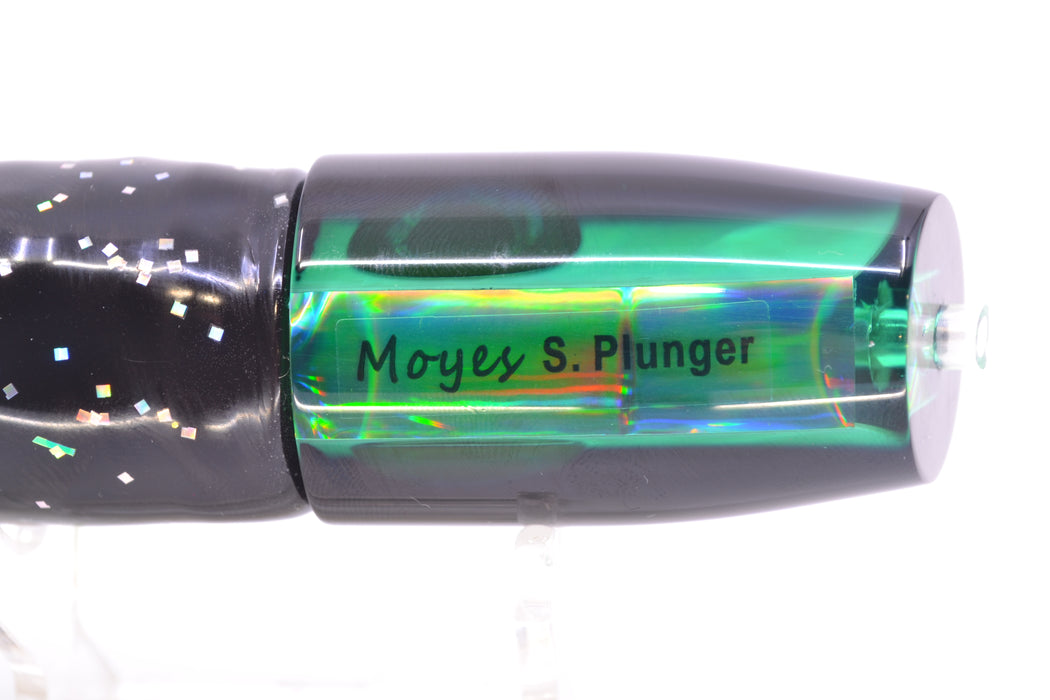 Moyes Lures Green MOP Black Back Taxi Eyes Small Plunger 9" 5oz Skirted Black/Green