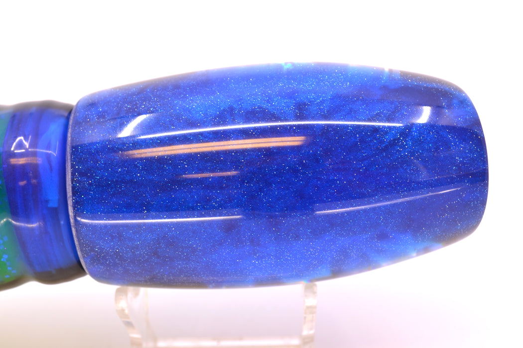 Coggin Lures Blue Dichro Blue Back 4-Hole Maui Plunger 14" 13oz Skirted Skipjack/Rainbow