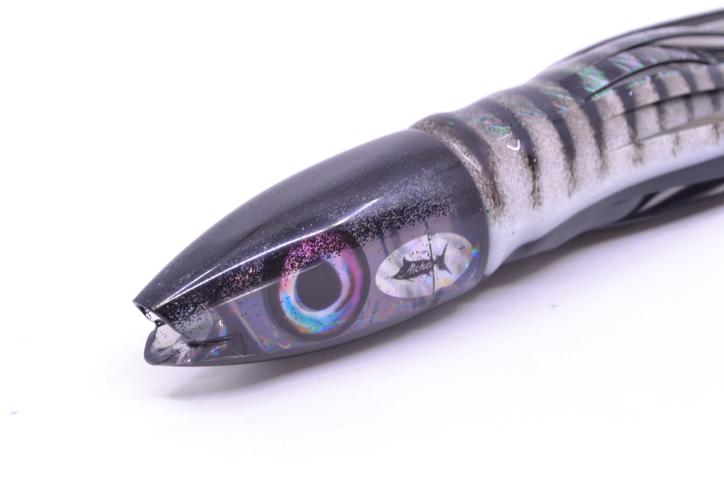 Aloha Lures Black Rainbow Black Back Super Ninja 9" 6oz Skirted White Aurora-Black GZE
