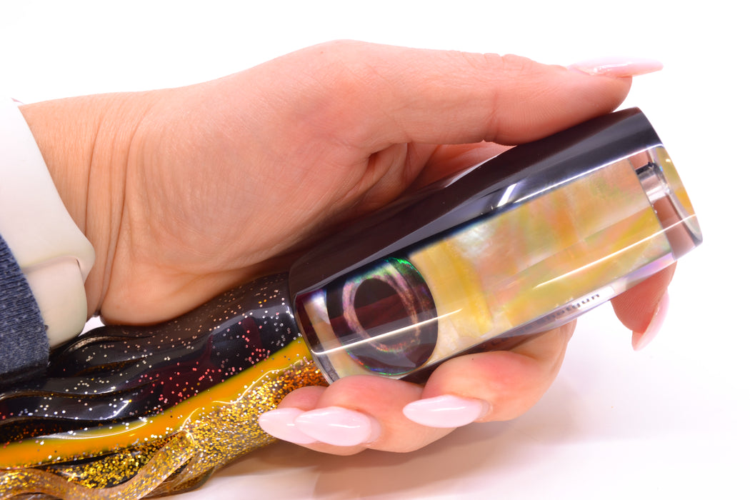 Moyes Lures Golden MOP Black Back Large Shotgun 12" 7.8oz Skirted Black-Gold