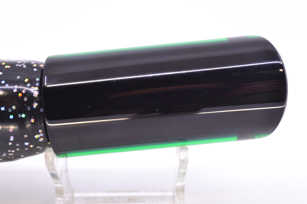 Moyes Lures Green MOP Black Back Medium Pipe Bomb 12" 7.5oz Skirted Black-Aurora