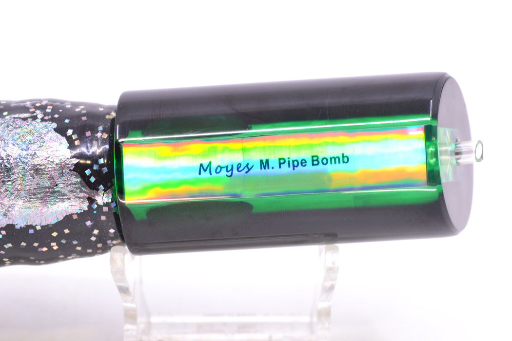 Moyes Lures Green MOP Black Back Medium Pipe Bomb 12" 7.5oz Skirted Black-Aurora