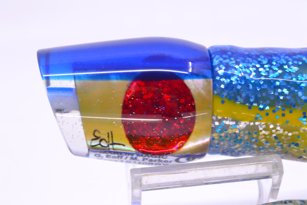 Marlin Magic Lures Golden MOP Blue Back Lil Hibby 10" 7.2oz Skirted Blue-Yellow-Silver