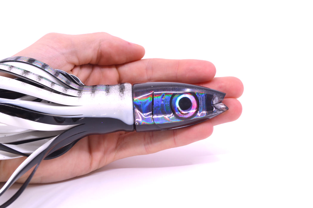 Aloha Lures Black Rainbow Black Back Super Ninja 9" 6oz Skirted White Aurora-Black GZE