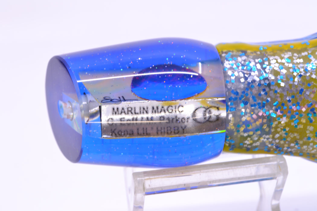 Marlin Magic Lures Golden MOP Blue Back Lil Hibby 10" 7.2oz Skirted Blue-Yellow-Silver