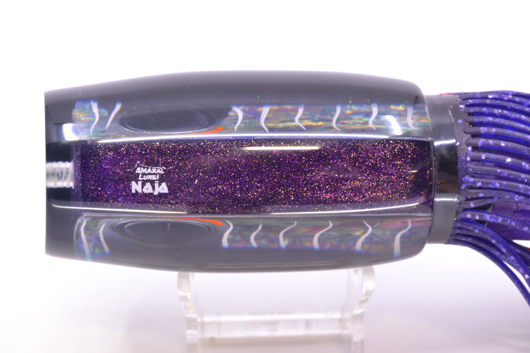 Amaral Lures Purple Marbled Abalone Shell White Stripes Black Back Naja 16" 14.5oz