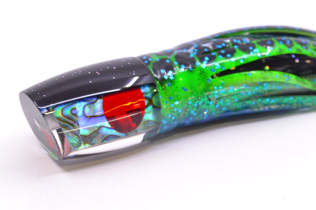 TANTRUM Lures Paua Shell Black Back Small Bandit 7" 2.8oz Skirted Black Dots-Blue Dots GZE