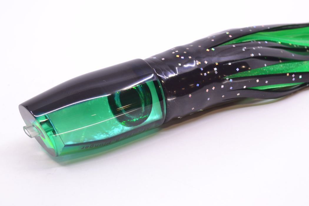 Moyes Lures Green MOP Black Back Taxi Eyes Small Plunger 9" 5oz Skirted Black/Green