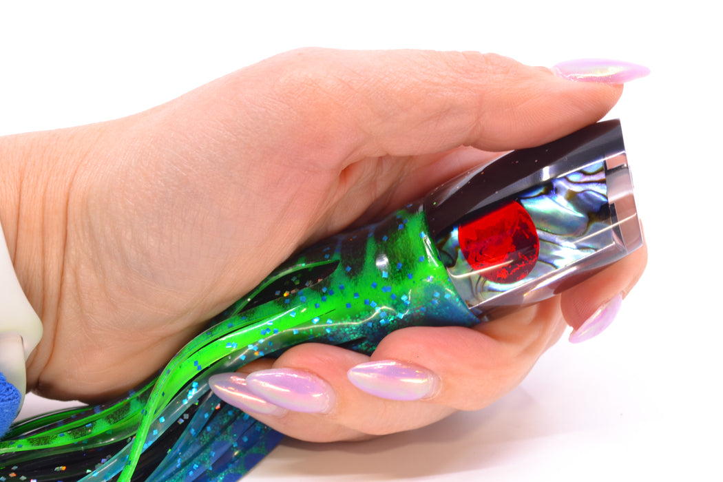 TANTRUM Lures Paua Shell Black Back Small Bandit 7" 2.8oz Skirted Black Dots-Blue Dots GZE