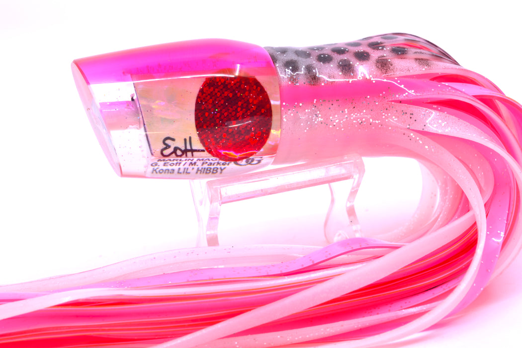 Marlin Magic Lures White Awabi Pink Back Red Eyes Lil Hibby 10" 7.2oz Skirted White/Pink