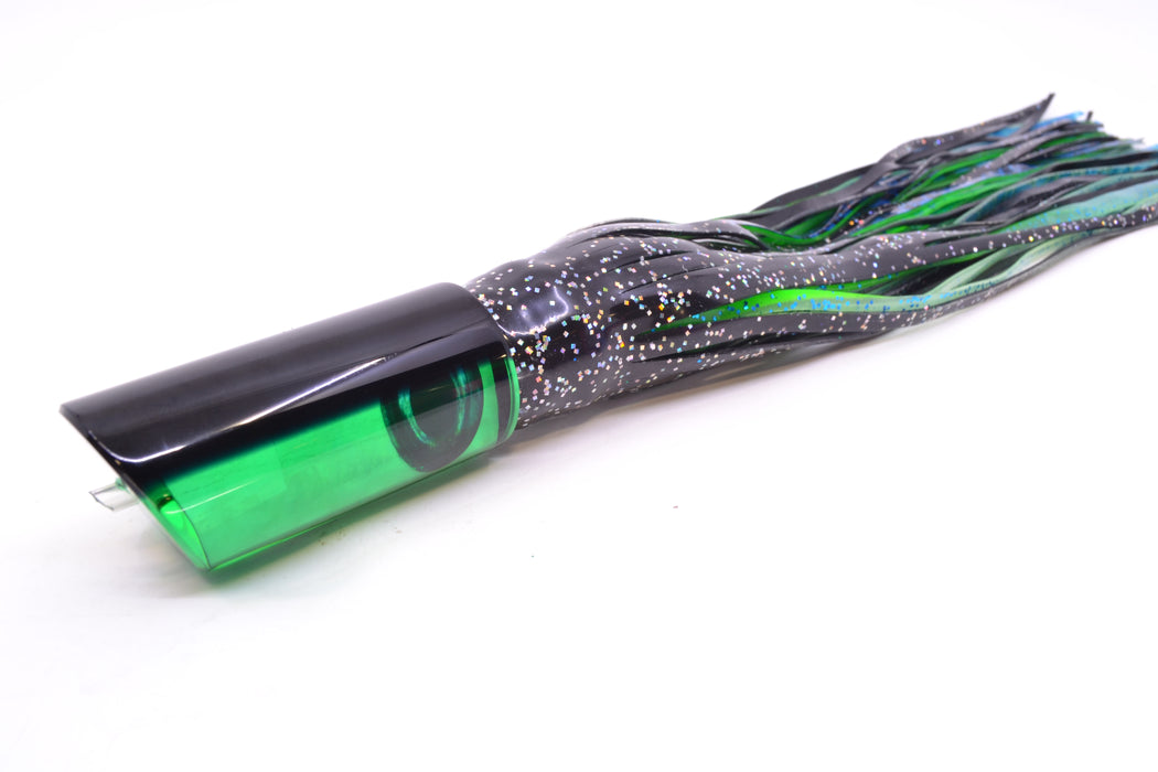 Moyes Lures Green MOP Black Back Medium Pipe Bomb 12" 7.5oz Skirted Black-Aurora