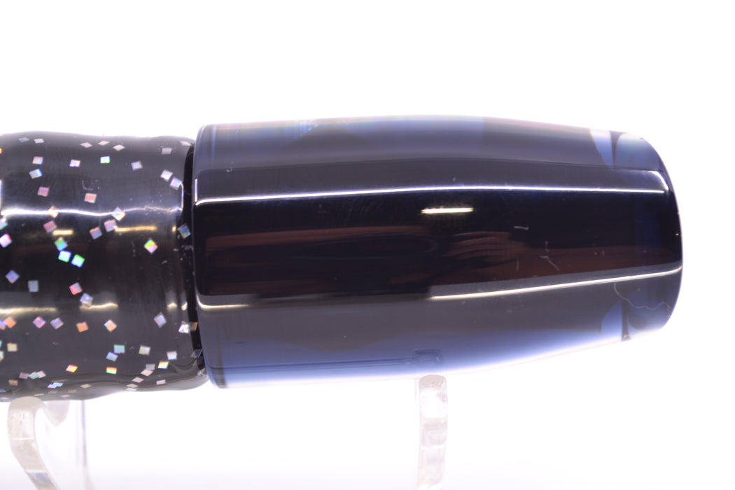 Moyes Lures Tahitian MOP Black Back Taxi Eyes Small Plunger 9" 5oz Skirted Black Aurora